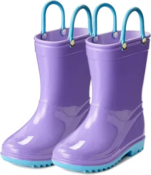 Puddle Play PVC Waterproof Rainboots - Purple Lavender and Light Blue - Easy-on Size 6 Toddler