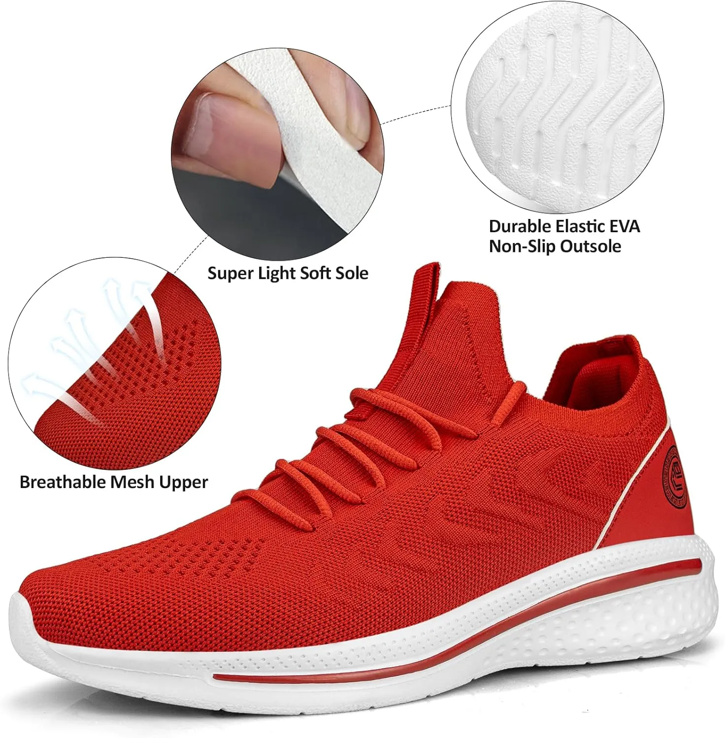Pujcs Men Sneakers Lightweight Running Shoes for Men Slip on Walking Shoes with Breathable Mesh Comfortable Atheletic Shoes for Tennis Gym Workout