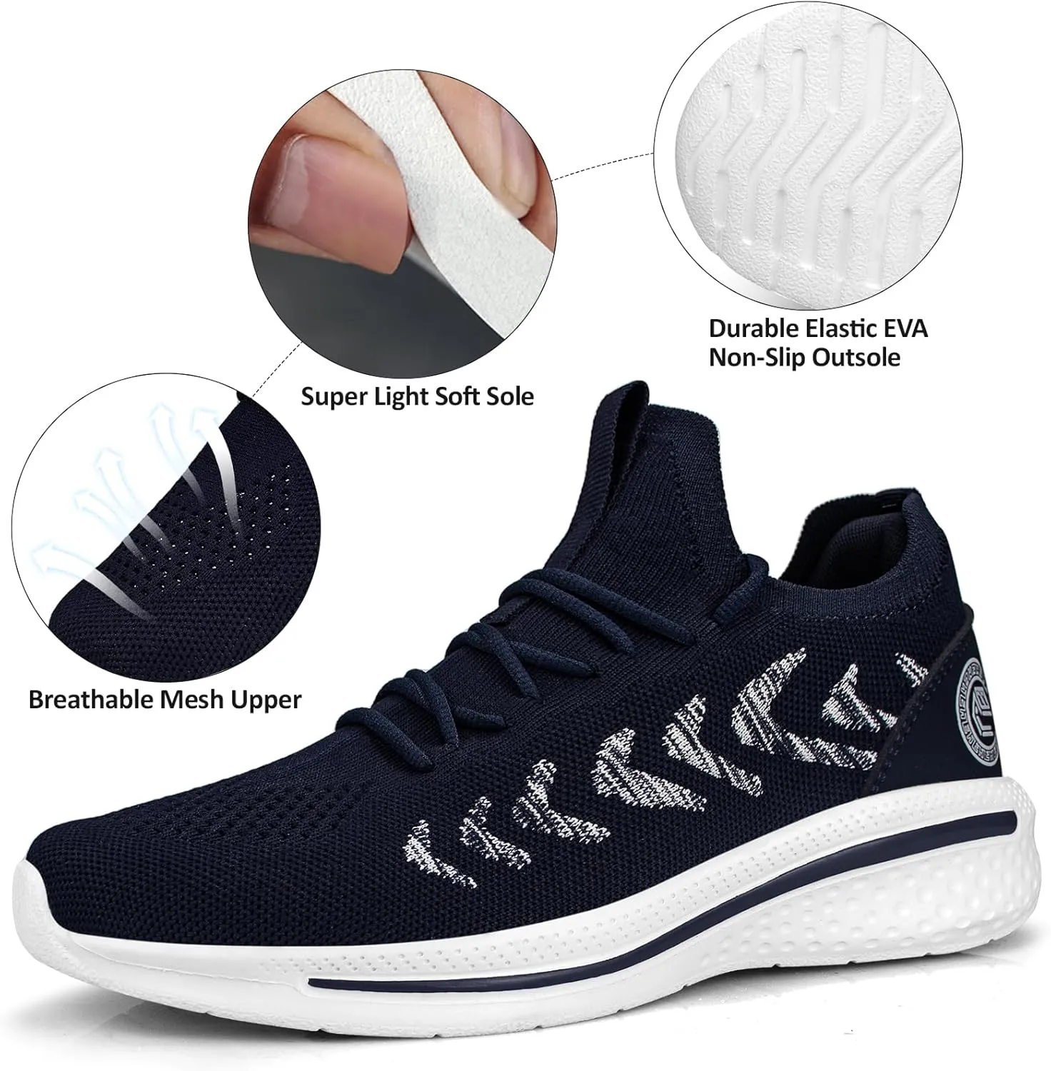 Pujcs Mens Walking Shoes Non Slip Running Shoes Breathable Slip on Sneakers Lightwight Gym Tennis Shoes for Men