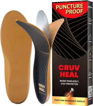 Puncture Resistant Work Insole - Nail Proof - Steel Toe Inserts - Work Boot Insoles for Men and Women - Insoles Standing All Day - Flat Feet (S, Yellow)