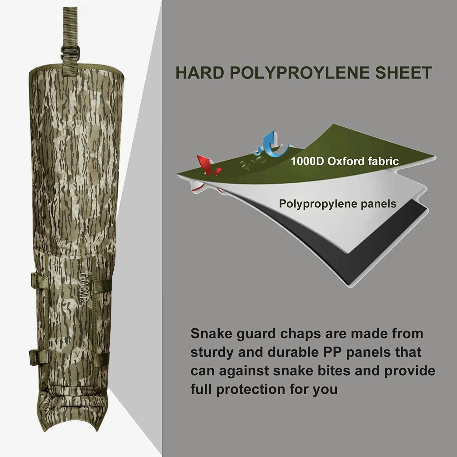 QOGIR Snake Guard Protection Chaps: Snake Bite Protection for Ankle to Thigh Snake Chaps, Waterproof Snake Gaiters