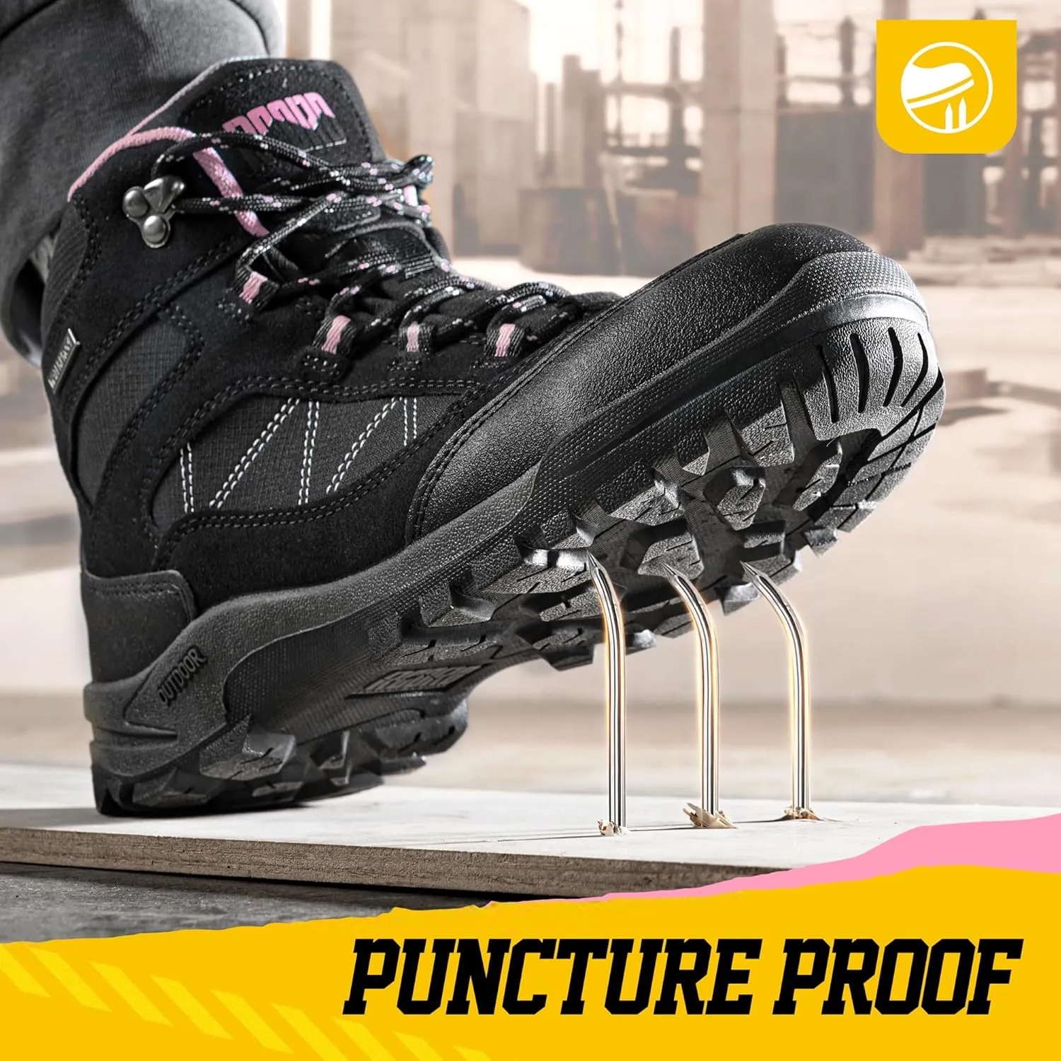 R CORD Steel Toe Boots for Women Waterproof Safety Work Boots Non-slip Composite Toe Boots for Women Steel Toe Shoes for Women Construction Boots Hiking Boots Womens