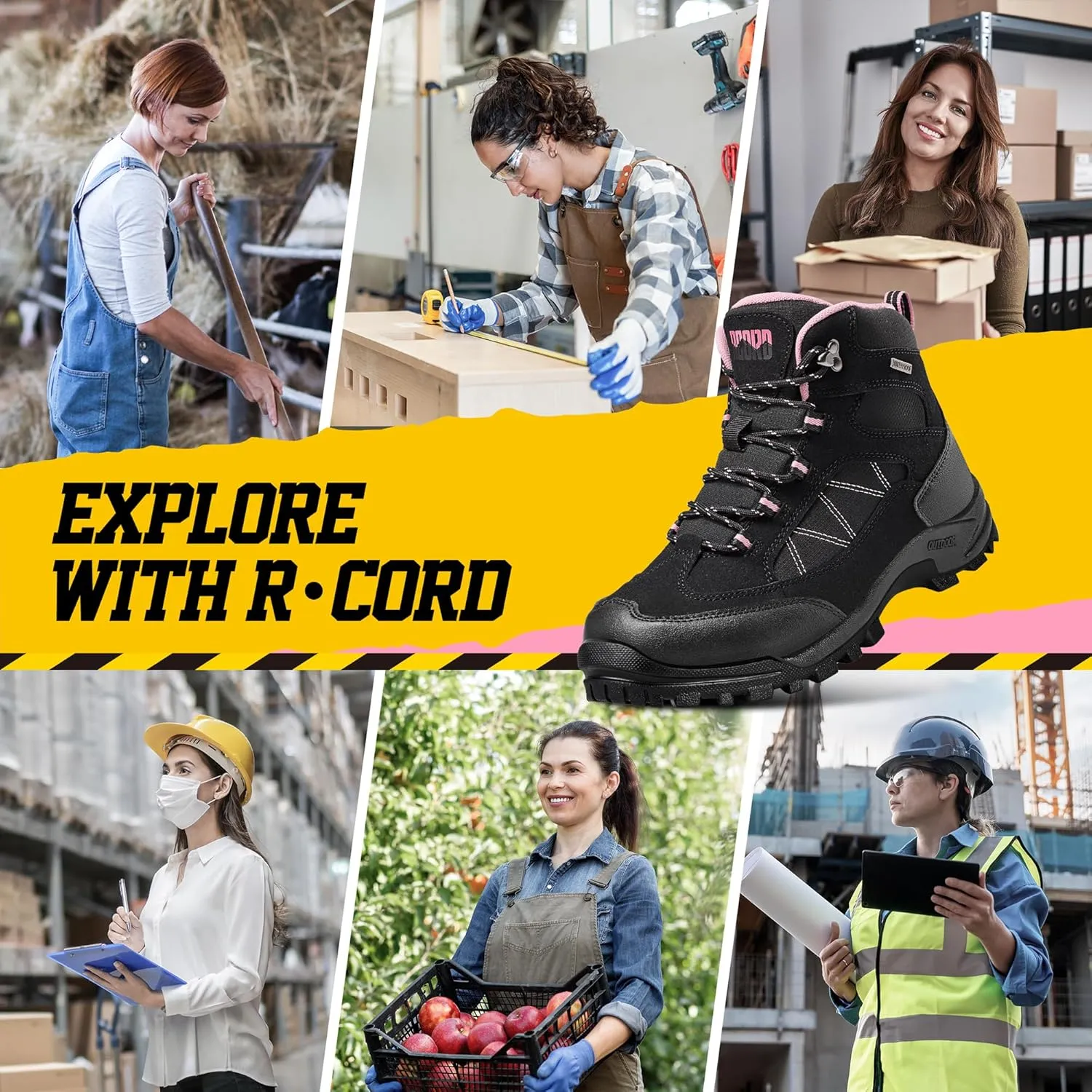 R CORD Steel Toe Boots for Women Waterproof Safety Work Boots Non-slip Composite Toe Boots for Women Steel Toe Shoes for Women Construction Boots Hiking Boots Womens