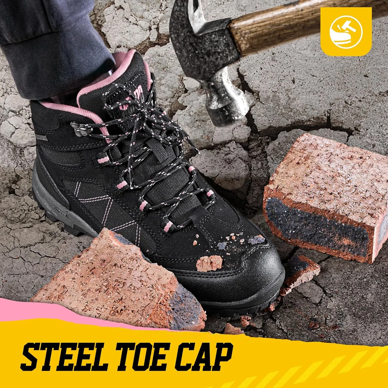 R CORD Steel Toe Boots for Women Waterproof Safety Work Boots Non-slip Composite Toe Boots for Women Steel Toe Shoes for Women Construction Boots Hiking Boots Womens