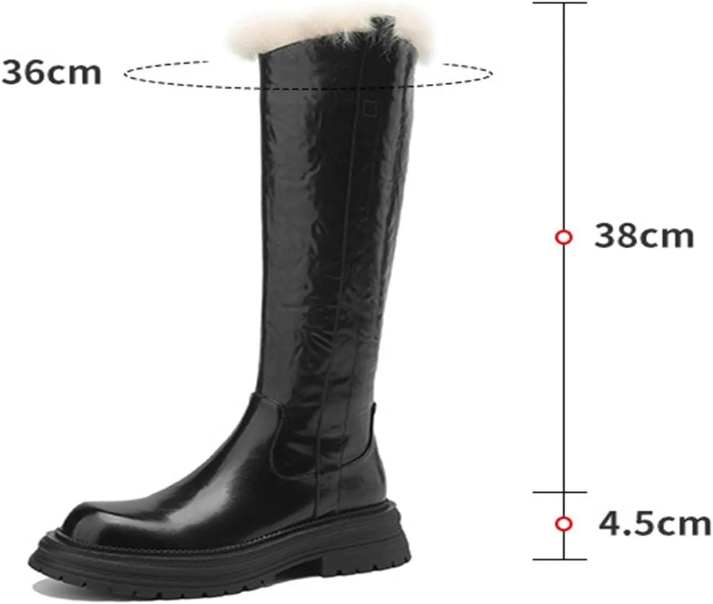 Raw Edge Knee High Snow Boots, Zipper Thick Soled Round Toe Straight Boots Short Plush Lining Cold Proof Warm High Boots Waterproof Non Slip Winter Boots