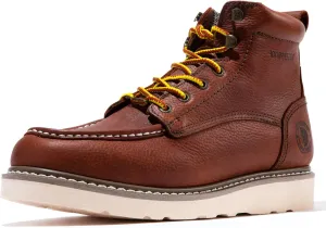ROCKROOSTER Walker Waterproof Work Boots for Men, 6" Soft Toe Comfortable Boots, Vibram Wedge Sole, Arch Support Anti-Fatigue, Leather Insulated Safety Boots, Electric Hazard