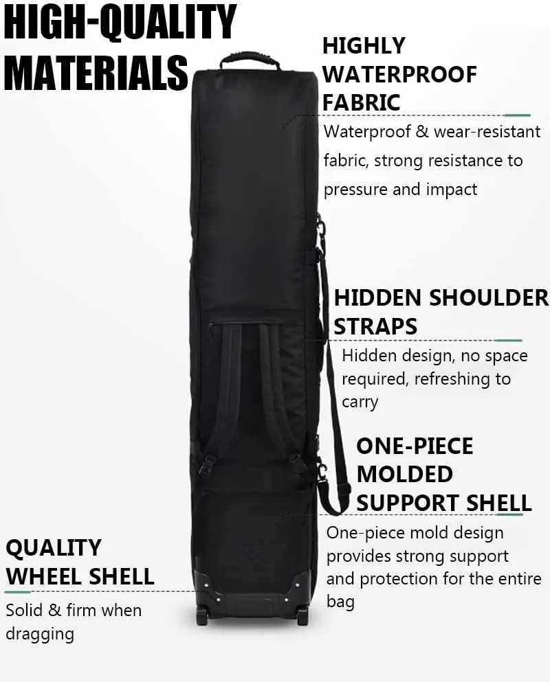 Rolling Ski Bag, Ski Boot Travel Backpack, Water Resistant Ski Snowboard Bags for Air Travel, Large Capacity Family Ski Bag, Travel Ski Bag for Boots, Helmets, Goggles & Outerwear