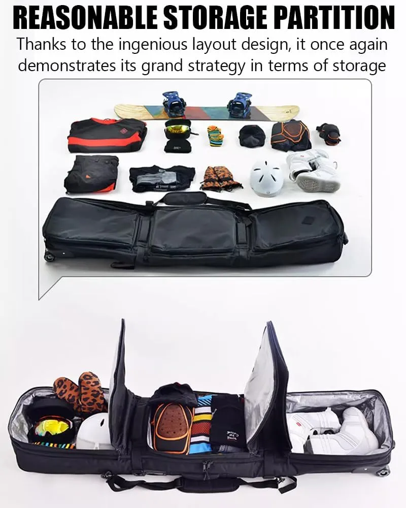 Rolling Ski Bag, Ski Boot Travel Backpack, Water Resistant Ski Snowboard Bags for Air Travel, Large Capacity Family Ski Bag, Travel Ski Bag for Boots, Helmets, Goggles & Outerwear