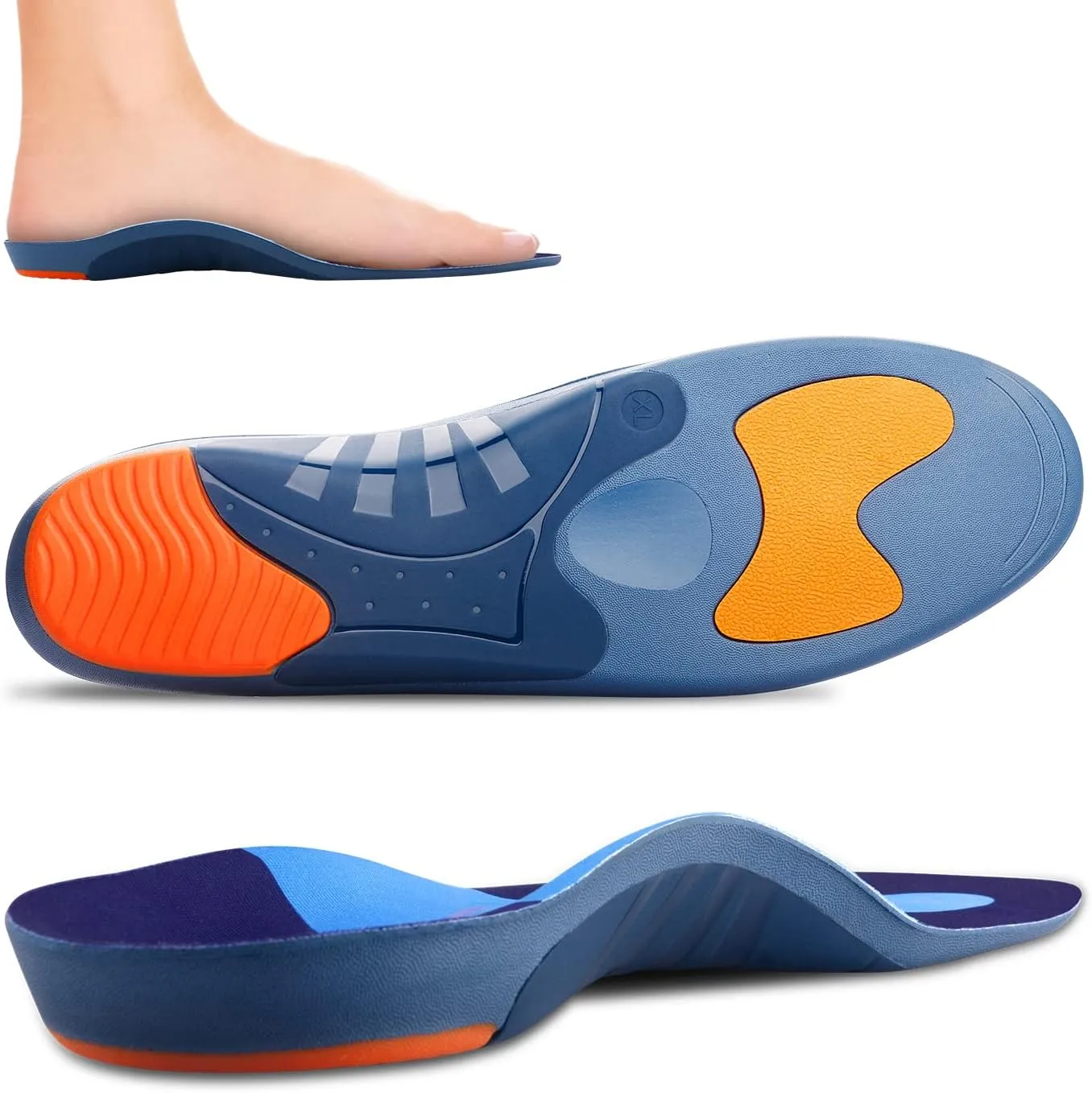 RooRuns Heavy Duty Arch Support Plantar Fasciitis Insoles for Men and Women, Orthotic Inserts Shoe Insoles for Flat Feet, Heel Spurs, High Arches, OverPronation, Metatarsalgia, Foot Pain Relief, XS