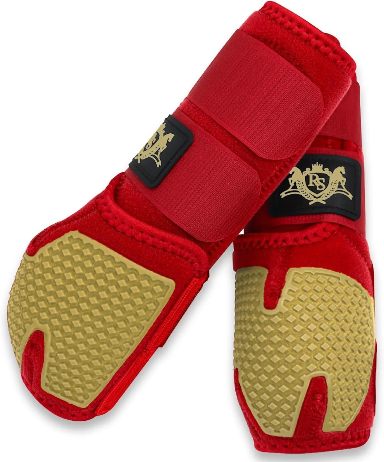 RS Premium Design Gold Line Horse Boots | Comfortable, Protective & Shock Absorber | Sport Boots for Horses Best for Jump Training | Ok Fabric 1682D Provides Ultimate Flexibility
