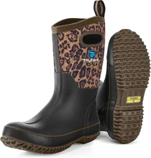 Rubber Boots for Women, Mid Calf Rain Boots, Womens Waterproof Boots, Neoprene Insulated Work Boots, Outdoor Mud Boots for Hunting Farming Gardening Fishing, Size 5-11