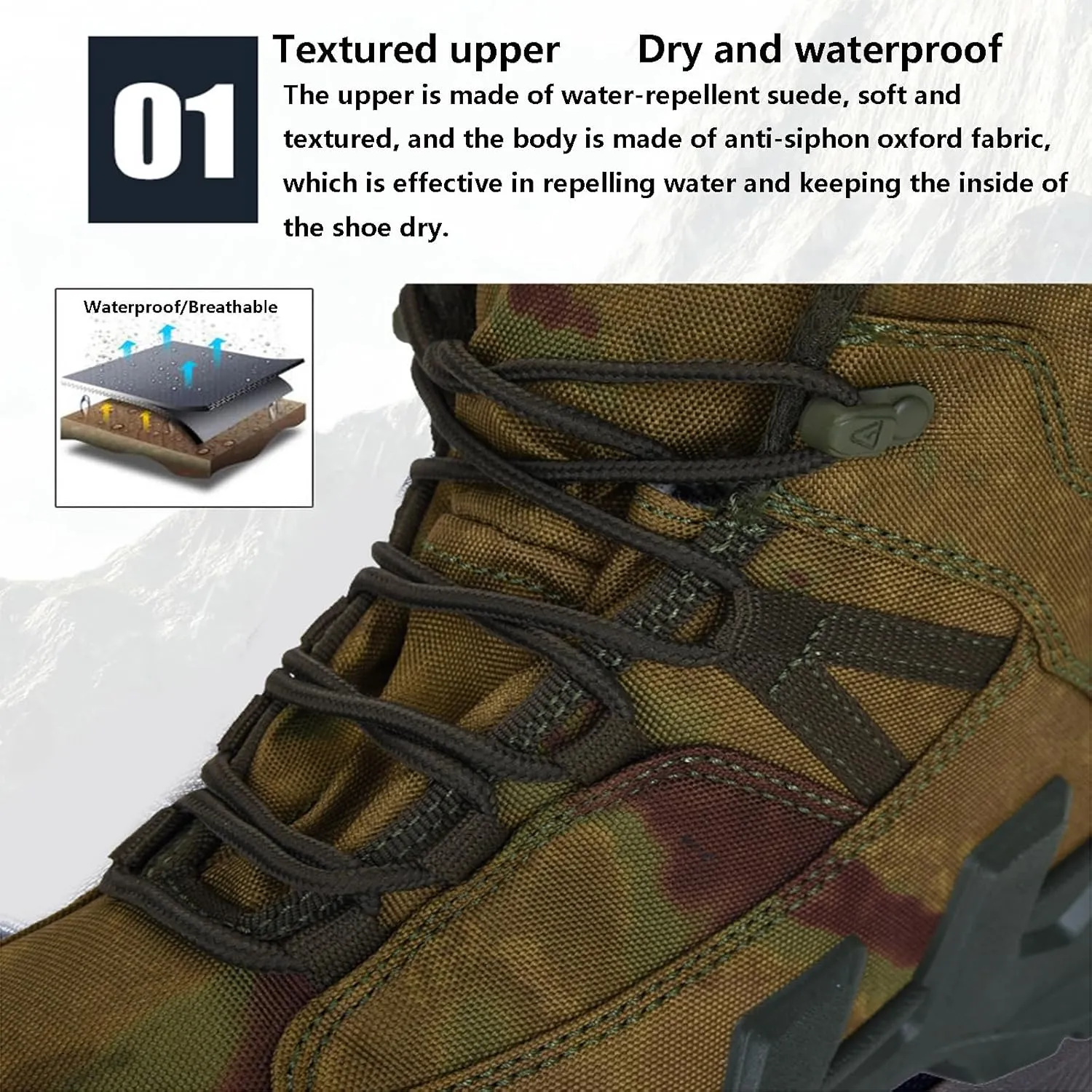 Russian Combat Mountaineering Boots, Desert Boots, Anti-Slip and Wear-Resistant Tactical Protective Boots(Black,10.5)