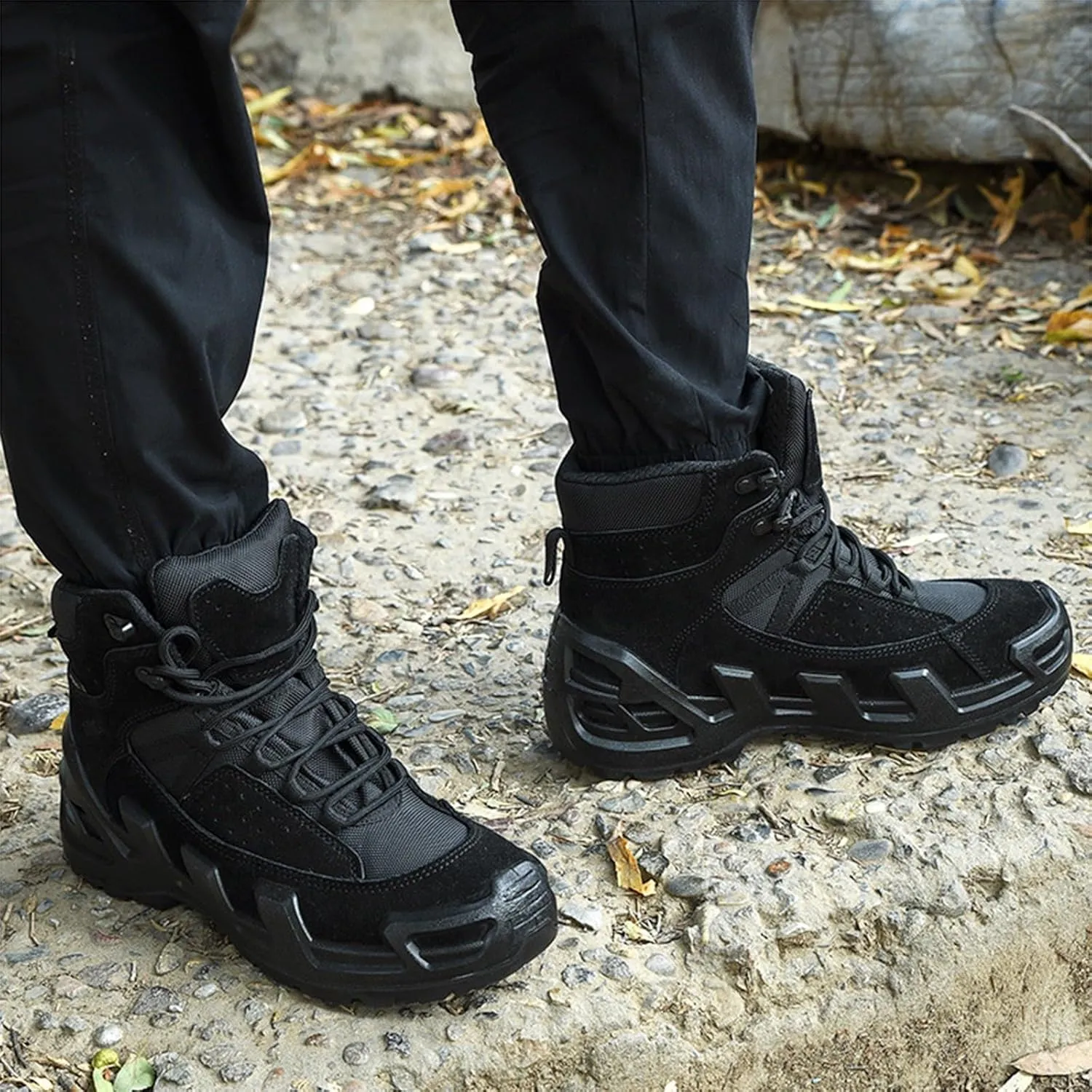 Russian Combat Mountaineering Boots, Desert Boots, Anti-Slip and Wear-Resistant Tactical Protective Boots(Black,10.5)