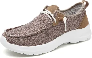 SACFOF Women’s Slip On Loafers Casual Shoes,Lace Up Comfortable Slip On Mesh Walking Shoes Fashion Lightweight Boat Shoes Sneaker