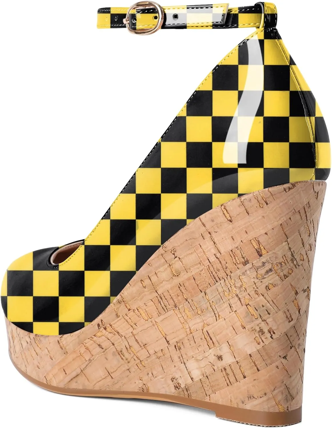 SAMMITOP Wedge Heels for Women Platform High Heel Wedges Closed Round Toe Comfy Espadrilles Ankle Strap Pumps Dress Shoes 4 Inches