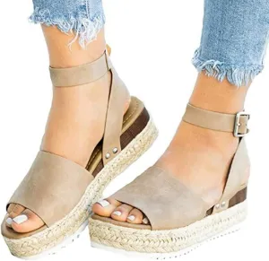 Sandals for Women Dressy, Summer Sandals for Women Strappy Platform Sandals Close Toe Wedge Shoes Comfy Sandals