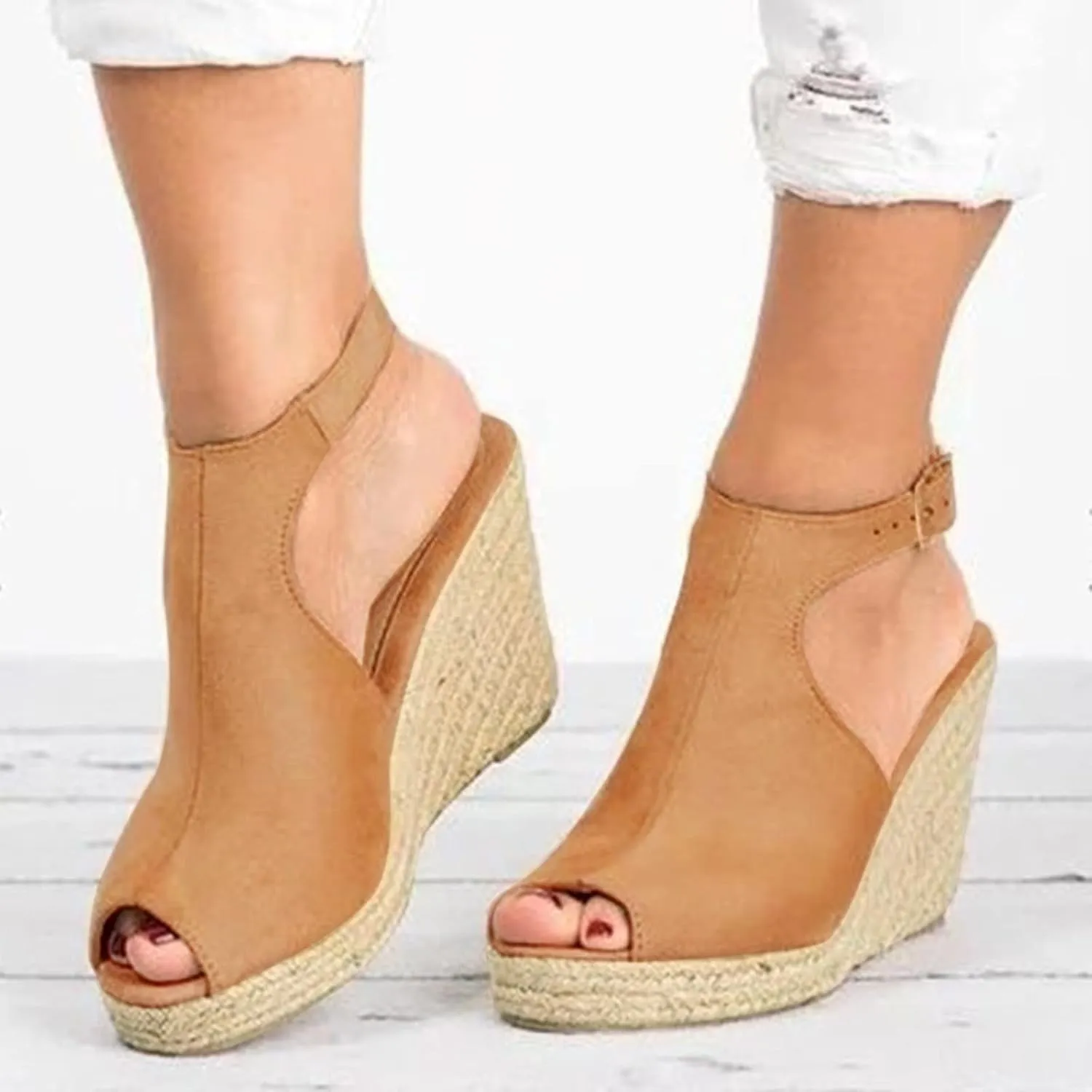 Sandals Women Dressy Summer, Sandals for Women Suede Peep Toe Ankle Booties Cut Out Stacked Heel Ankle Boots