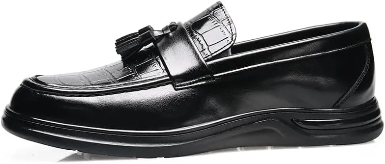 Santimon Men's Crocodile Print Tassel Loafers Slip-On Leather Shoes Comfortable Dress Casual Mocassin Driving Shoe