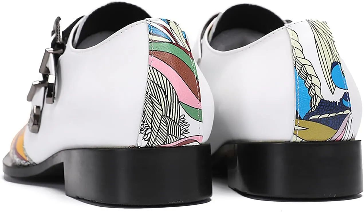 Santimon Mens Loafers Leather Wedding Dress Metal-Tip Toe Double Buckle Monk Strap Loafers Fashion Business Casual Party Dress Formal Ballroom Western Slip On Mocassins Tuxedo Shoes