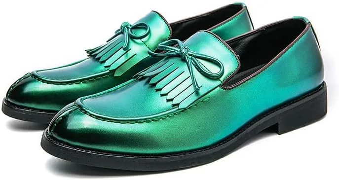 Santimon Men's Moc Toe Kiltie Bow Slip-on Loafers with Matte Finish Comfort Walking Dress Driving Moccasins Casual Boat Shoes