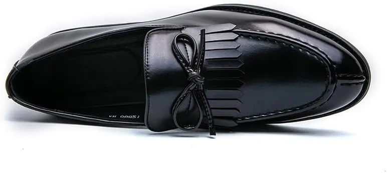 Santimon Men's Moc Toe Kiltie Bow Slip-on Loafers with Matte Finish Comfort Walking Dress Driving Moccasins Casual Boat Shoes
