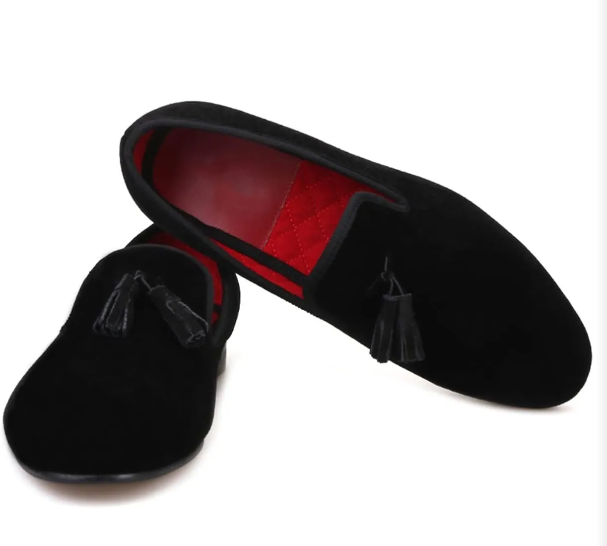 Santimon Mens Tassel Loafers Slip On Wedding Dress Velvet Penny Loafers Fashion Tuxedo Formal Business Casual Luxury Prom Shoes Smoking Party Ballroom Disco Moccasins for Men