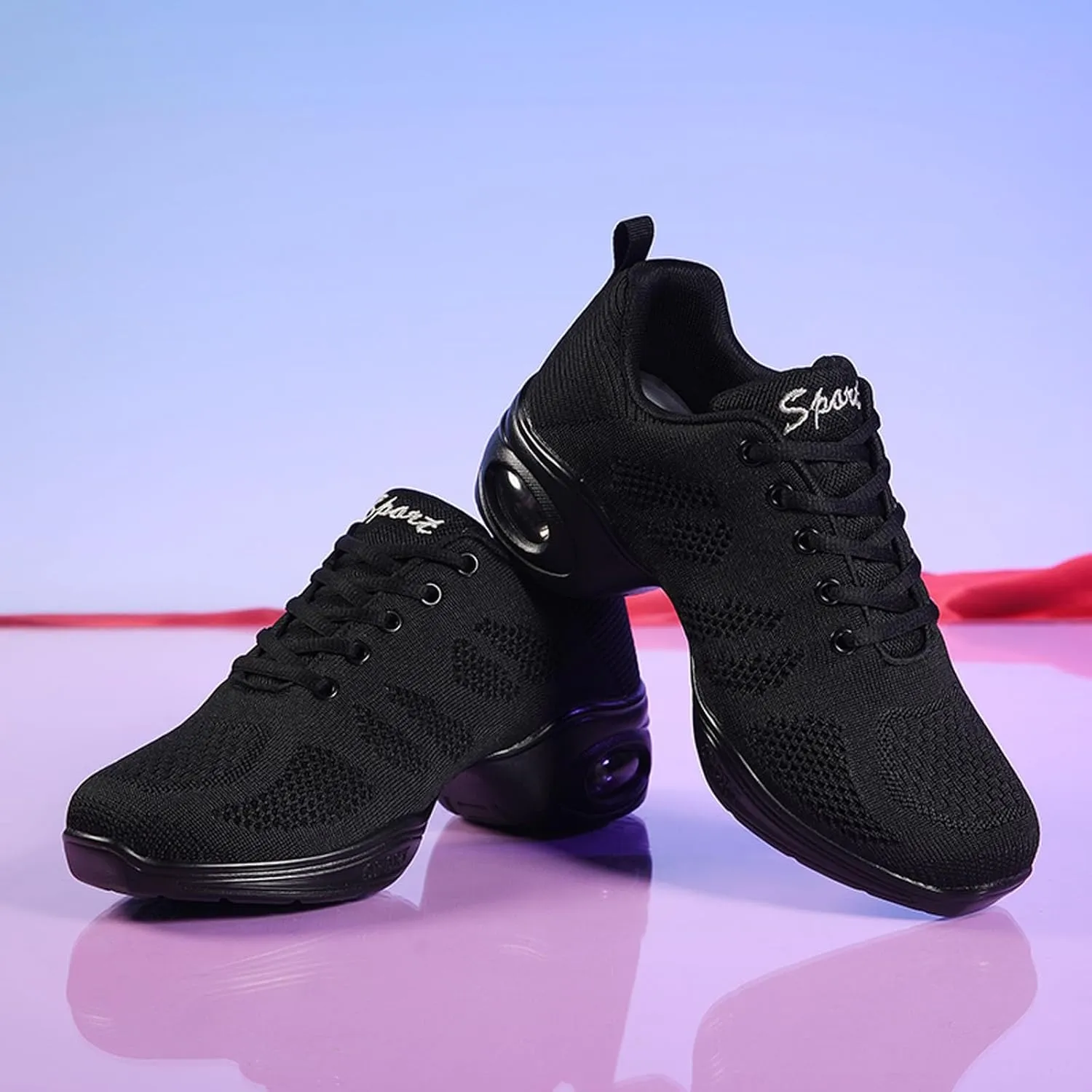 SECHRITE Womens Mens Jazz Dance Sneakers Lace Up Split Sole Dance Shoes