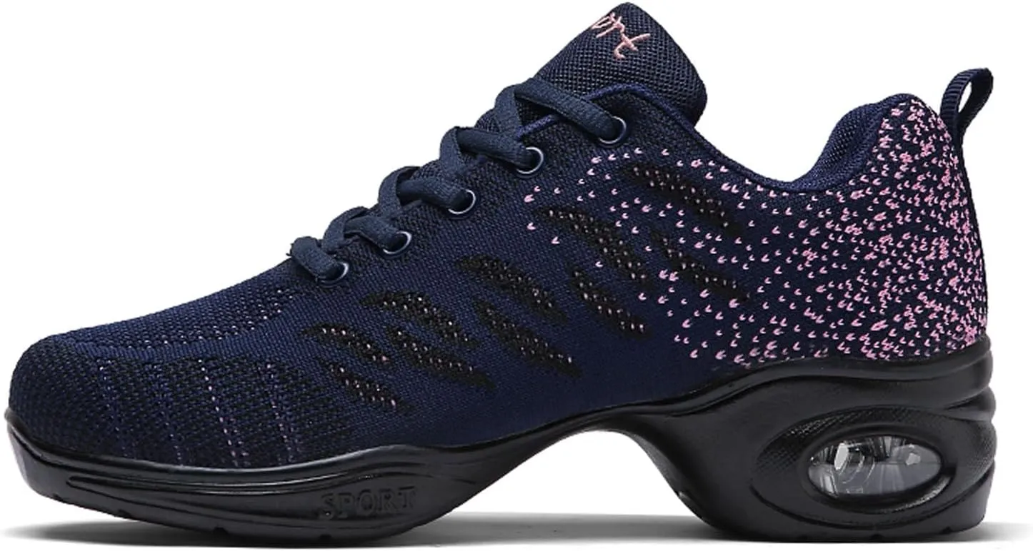 SECHRITE Womens Mens Jazz Dance Sneakers Lace Up Split Sole Dance Shoes