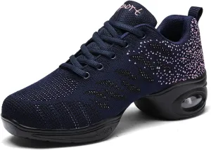 SECHRITE Womens Mens Jazz Dance Sneakers Lace Up Split Sole Dance Shoes