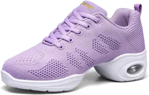 SECHRITE Womens Mens Jazz Dance Sneakers Lace Up Split Sole Dance Shoes