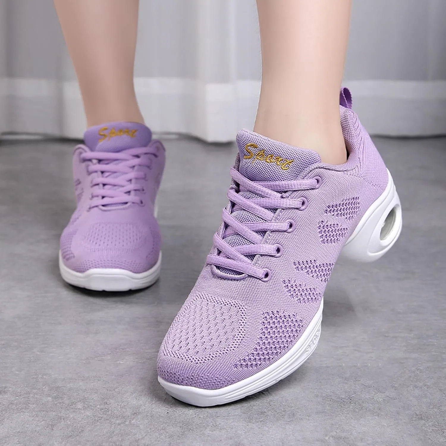 SECHRITE Womens Mens Jazz Dance Sneakers Lace Up Split Sole Dance Shoes