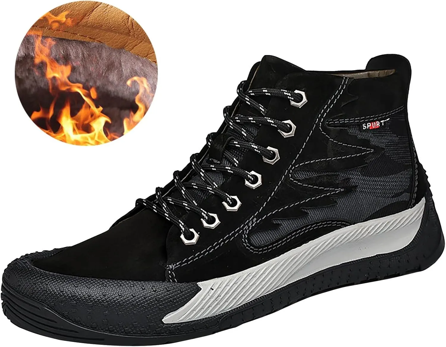 Shije Men's Hiking Sneakers Lace Up Lightweight Comfy Breathable Anti-Slip Walking for Indoor Outdoor Gym Travel