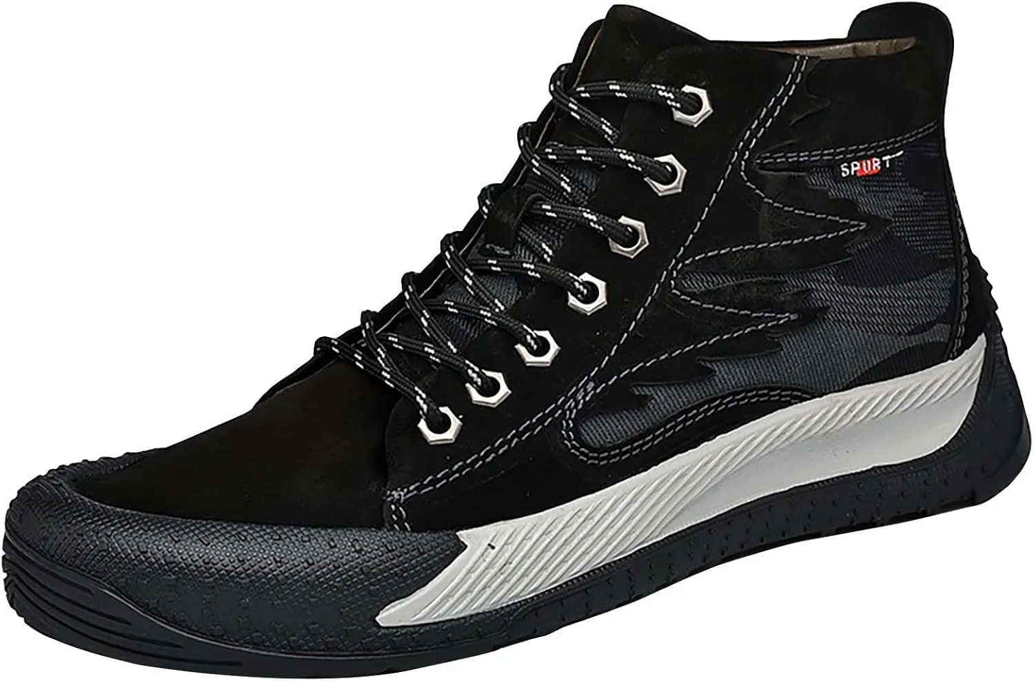 Shije Men's Hiking Sneakers Lace Up Lightweight Comfy Breathable Anti-Slip Walking for Indoor Outdoor Gym Travel