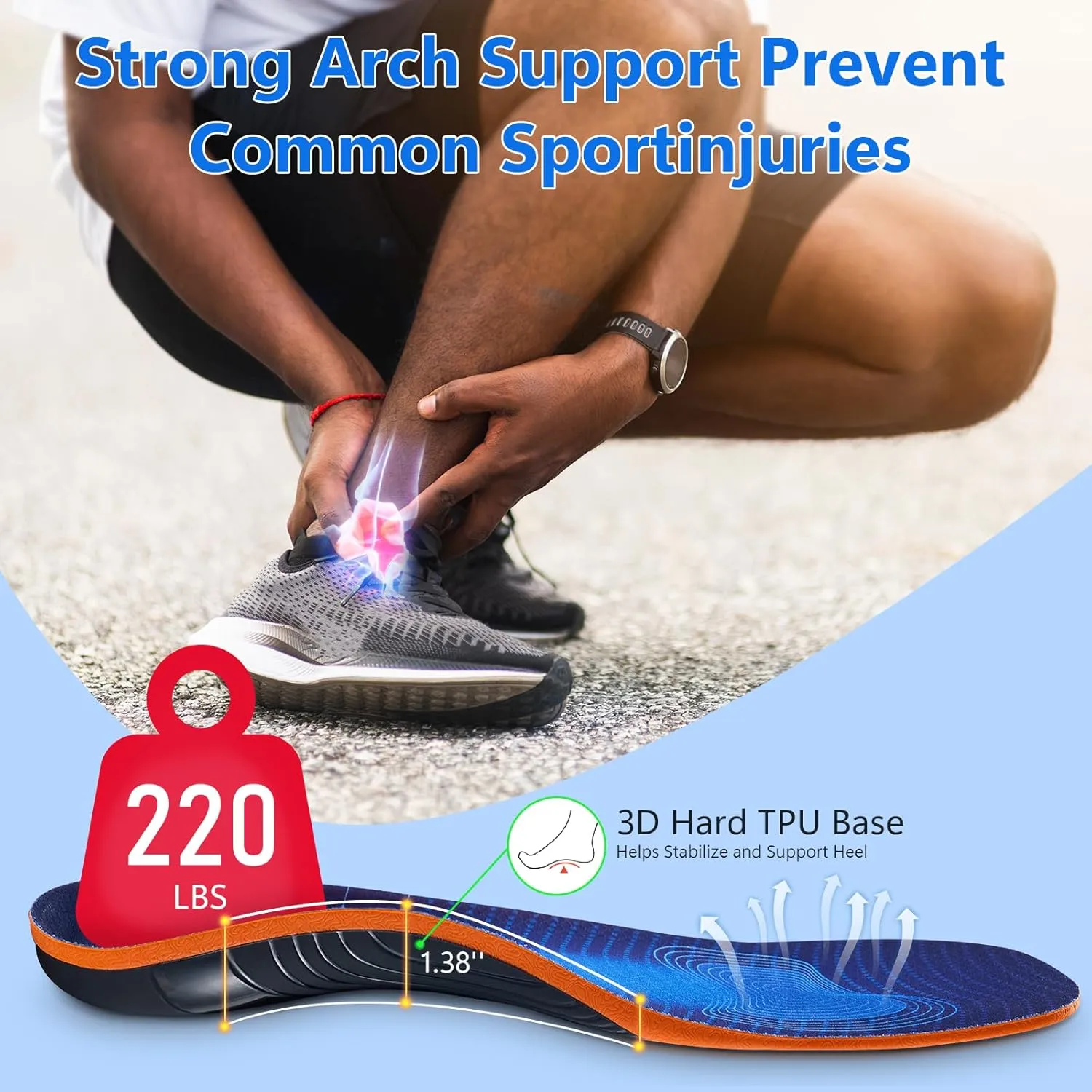 Shoe Insoles with Arch Support Plantar Fasciitis Relief for Men Women Runing Walking, 220Lbs Orthotics Insole Shoes Insert Pads fit Sneakers and Work Boot for Standing All Day-to Men10-12 | Women12-14
