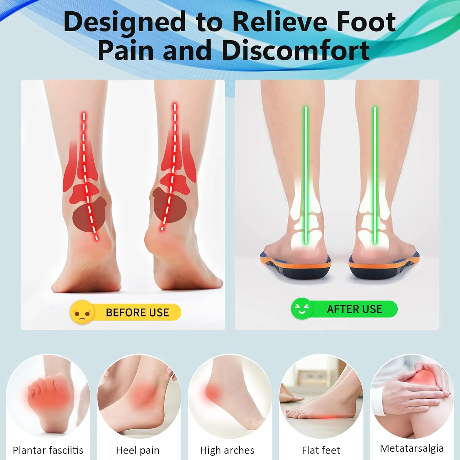 Shoe Insoles with Arch Support Plantar Fasciitis Relief for Men Women Runing Walking, 220Lbs Orthotics Insole Shoes Insert Pads fit Sneakers and Work Boot for Standing All Day-to Men10-12 | Women12-14