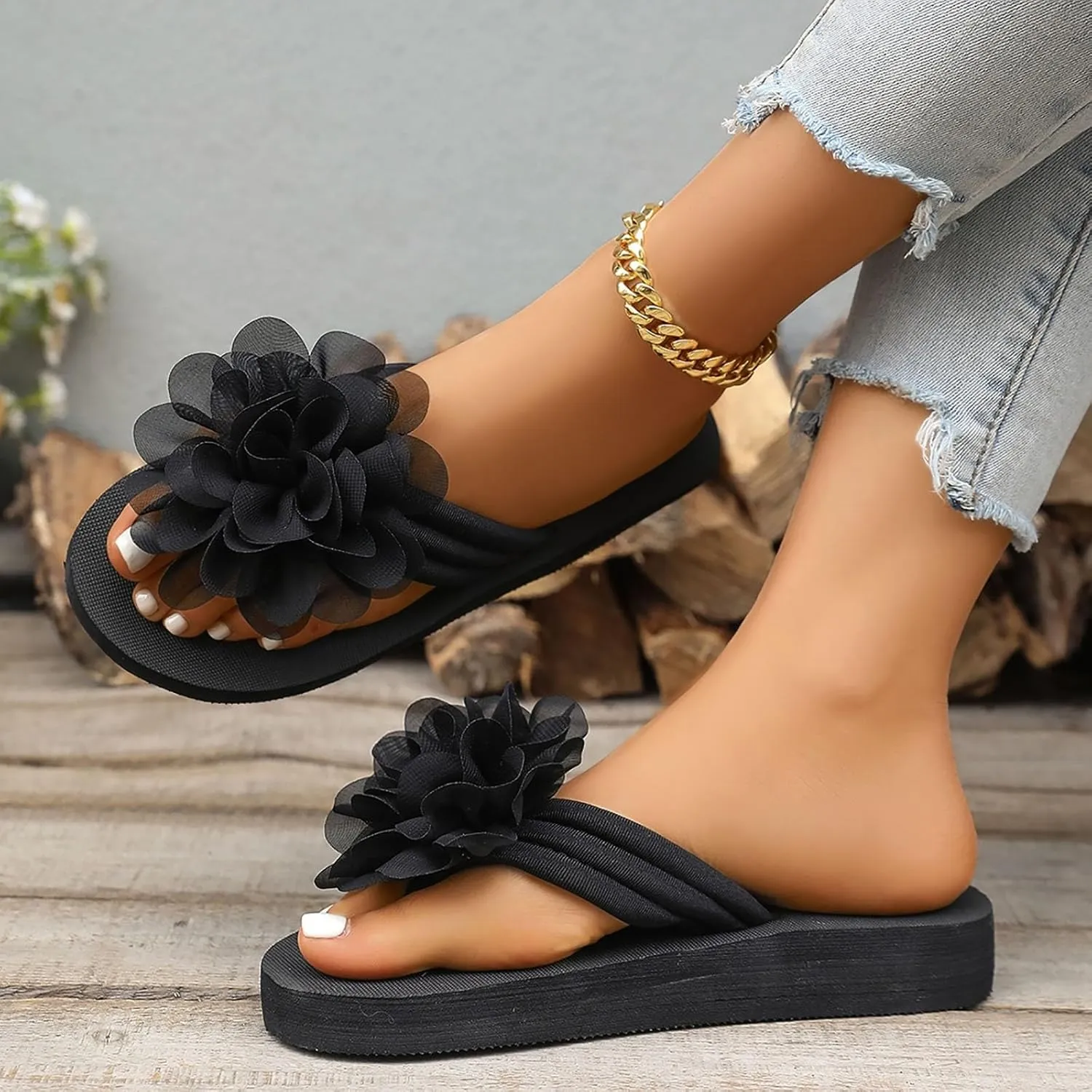 Slippers for Women Elegant Rhinestone Bow Sandals Summer Beach Sandals Open Toe Slip on Outdoor Slippers