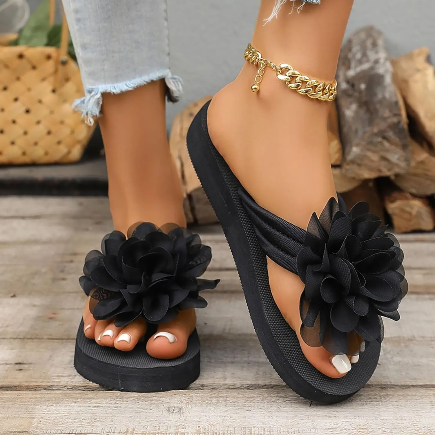 Slippers for Women Elegant Rhinestone Bow Sandals Summer Beach Sandals Open Toe Slip on Outdoor Slippers