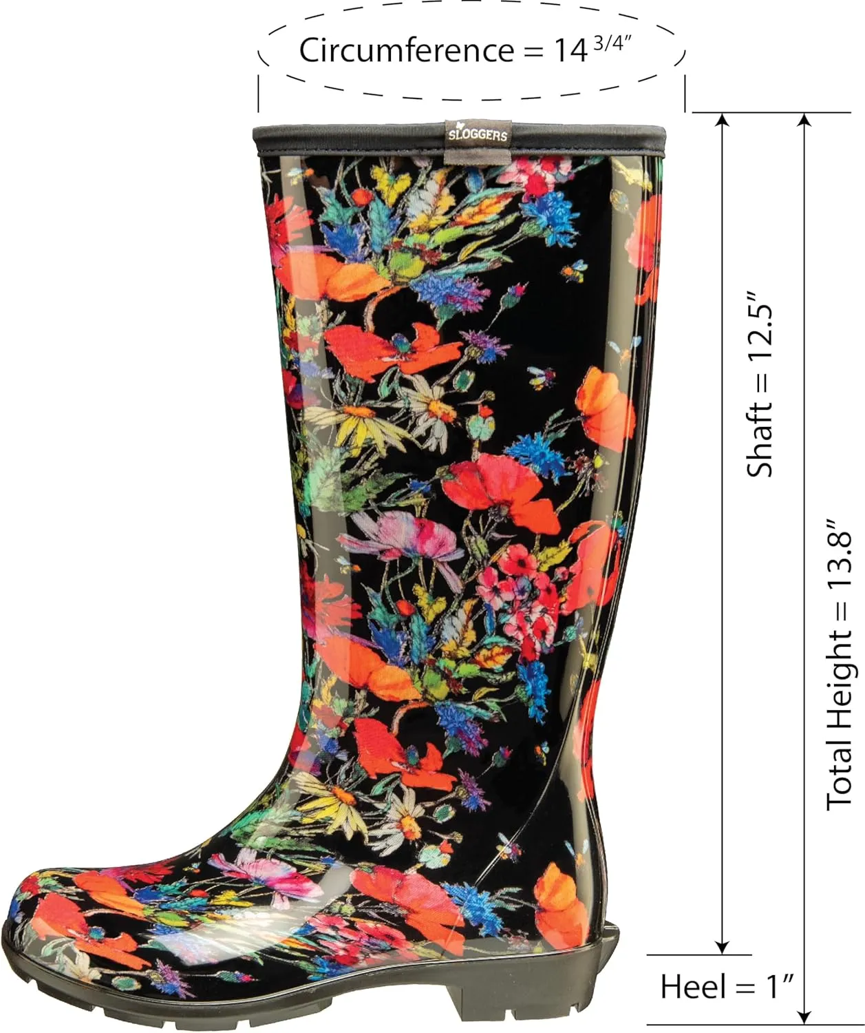 Sloggers Stride Women's 14" Fashion Rain Boot with Comfort Insoles