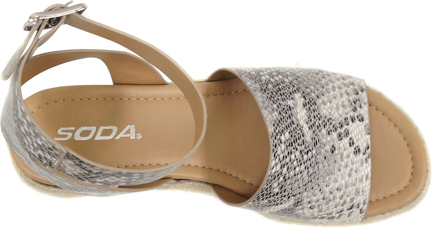 SODA Clip Womens Casual Espadrilles Trim Flatform Studded Wedge