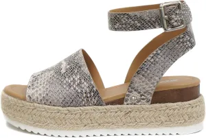 SODA Clip Womens Casual Espadrilles Trim Flatform Studded Wedge