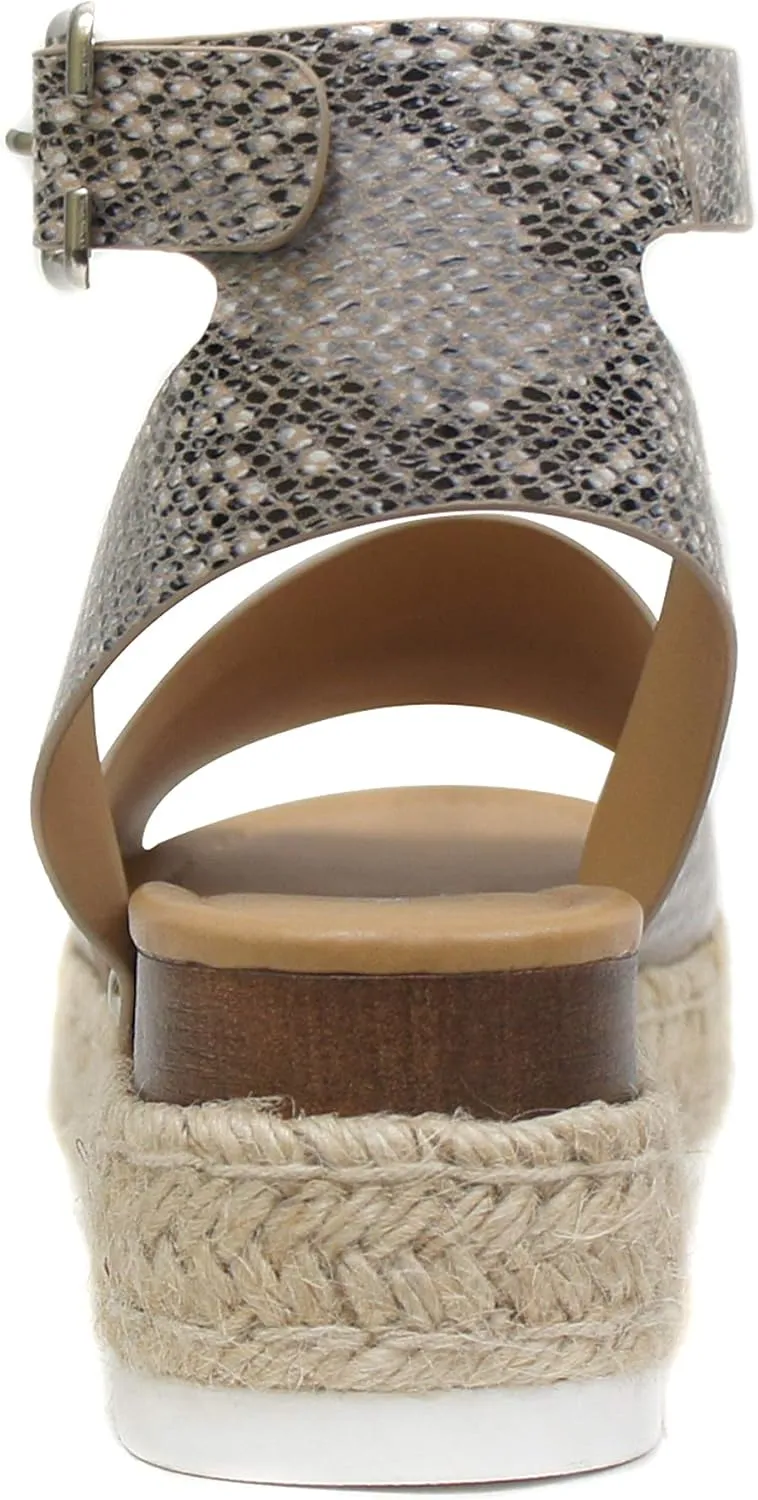 SODA Clip Womens Casual Espadrilles Trim Flatform Studded Wedge