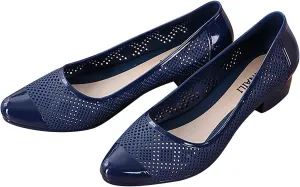 Soft Sole Sandals for Women Casual Summer Pointed Toe Closed Toe Mesh Hollow Breathable Shallow Mouth Slip-on Block Heel Medium Heel Pump Shoes