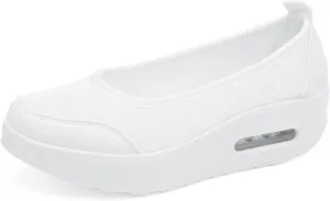 SOLPNOW Women's Breathable Shock Absorbing Wedge Slip On Sneakers,Summer Arch Support Anti-Slip Comfortable Diabetic Shoes