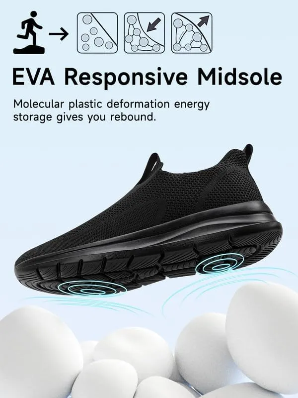 Sosenfer Mens Slip On Hands Free Walking Sneakers Slip in Breathable Athletic Running Shoes Ultra Lightweight Non Slip Tennis Shoes Workout Sneakers for Gym