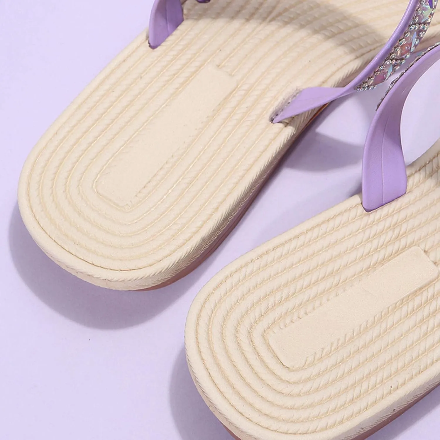 Sparkly Rhinestone Sandals for Women Summer Trendy Toe Ring Straps Slip on Flat Slippers Elegant Cute Slides Dressy Casual Comfy Ladies Beach Shoes