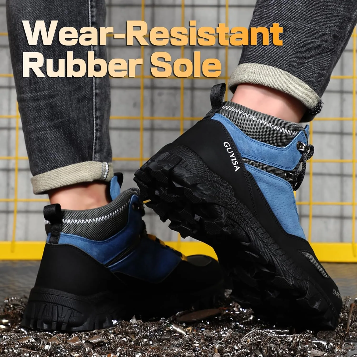 Steel Toe Boots for Men Fashionable Work Boots for Men Comfortable Construction Boots for Men Lightweight Safety Boots Industrial Steel Toe Shoes for Men Utility Indestructible Shoes
