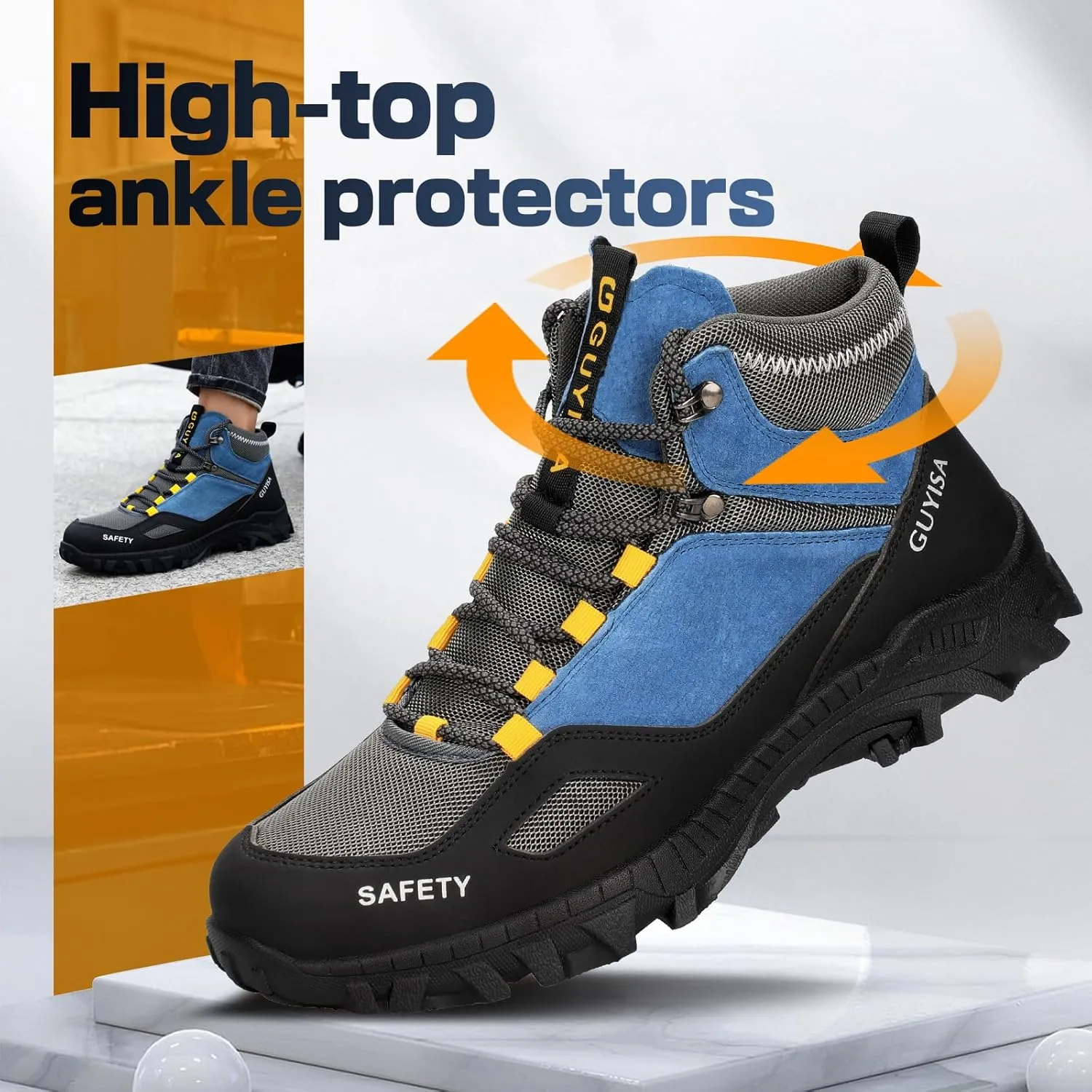 Steel Toe Boots for Men Fashionable Work Boots for Men Comfortable Construction Boots for Men Lightweight Safety Boots Industrial Steel Toe Shoes for Men Utility Indestructible Shoes