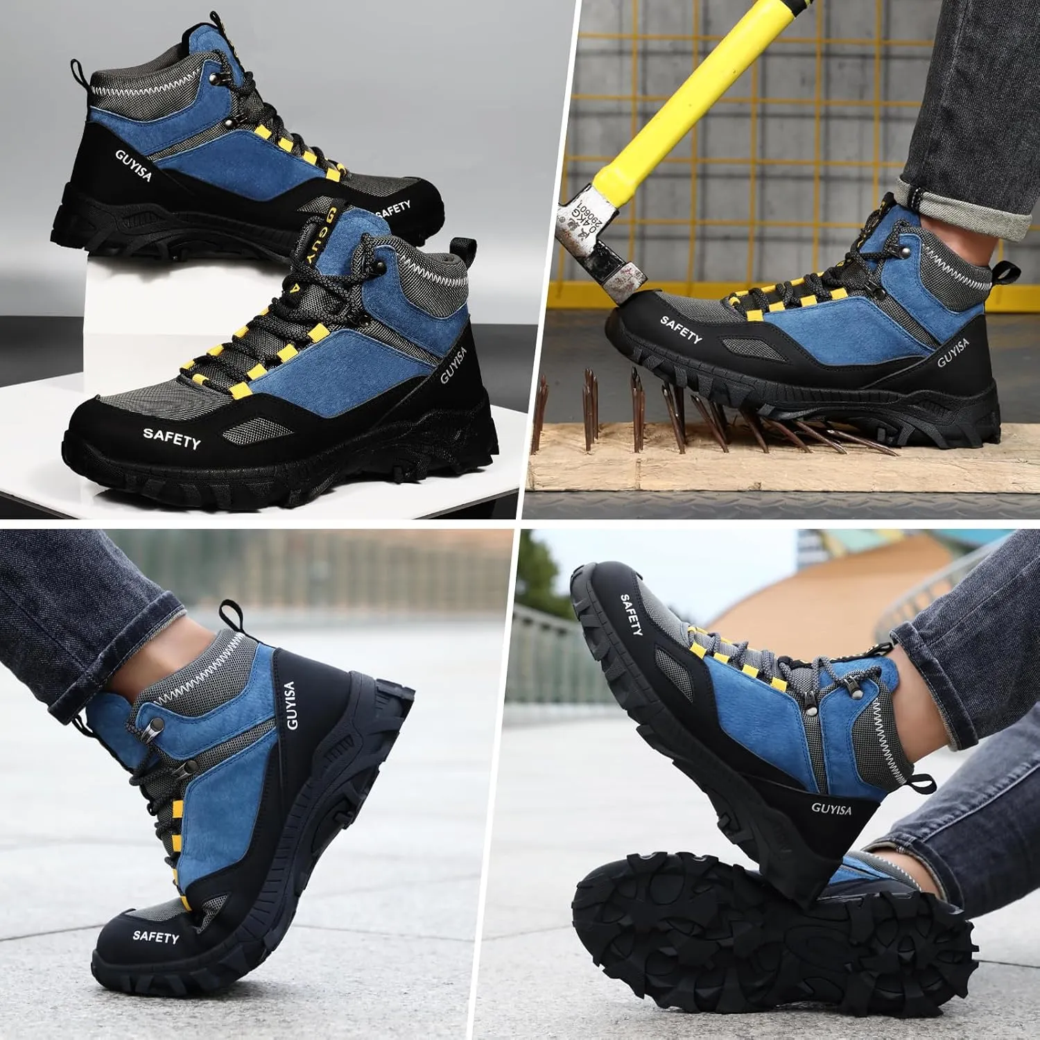 Steel Toe Boots for Men Fashionable Work Boots for Men Comfortable Construction Boots for Men Lightweight Safety Boots Industrial Steel Toe Shoes for Men Utility Indestructible Shoes