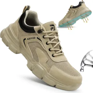 Steel Toe Boots for Men Indestructible Steel Toe Shoes Breathable High Top Work Boots for Men Lightweight Safety Shoes Non Slip Work Shoes Industry Construction Safety Boots