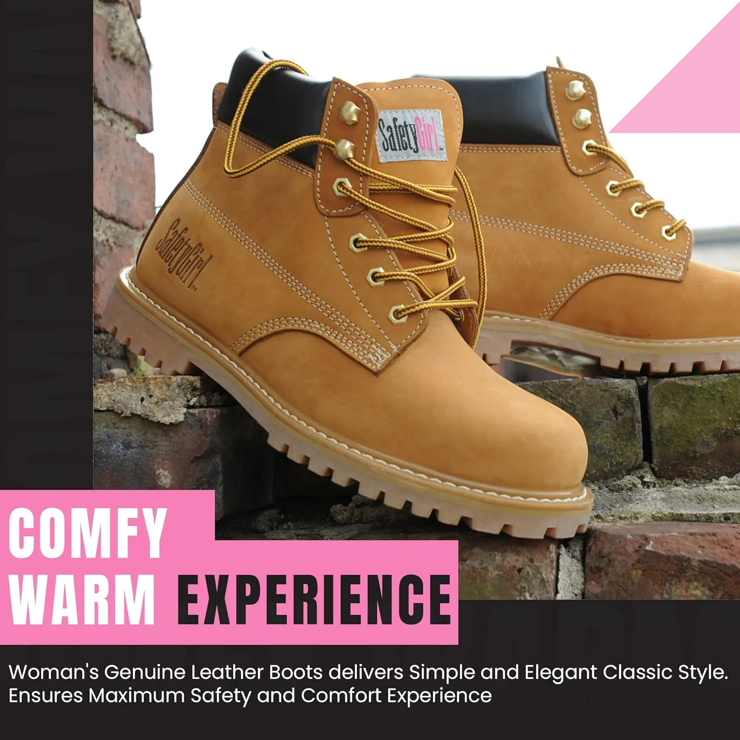 Steel Toe Boots for Women - Tan-12M | Waterproof Work Boots for Women Steel Toe Boots | Slip Resistant Work Shoes for Women | Lightweight Nubuck Leather for Comfort and Style